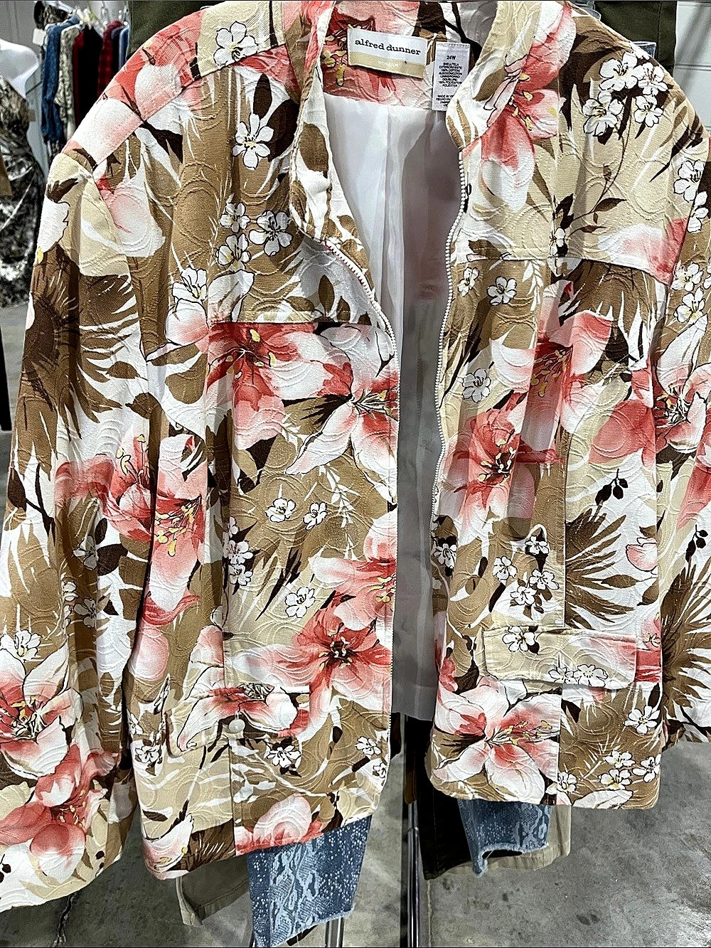 alfred dunner Floral Blazer in Brown & Pink Size 24W